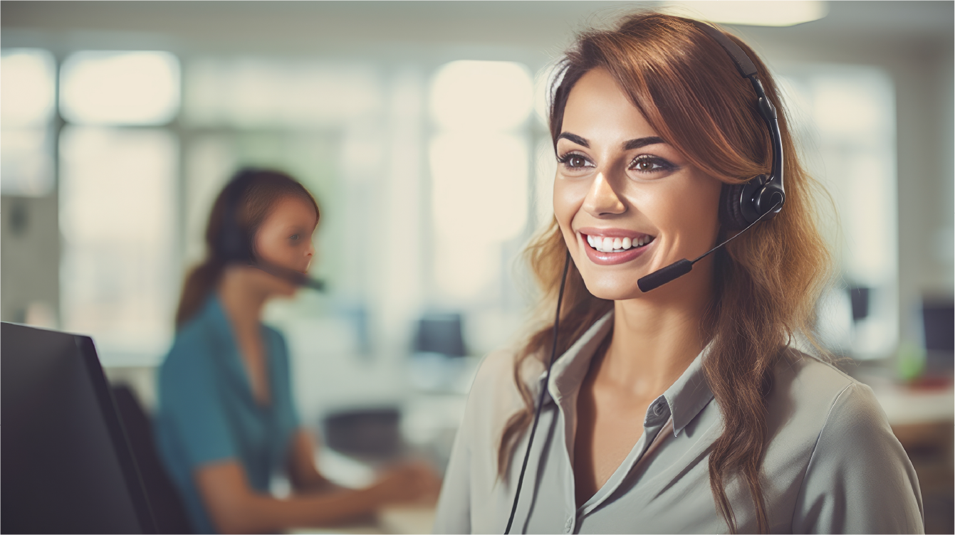 Servicemitarbeiterin mit Headset