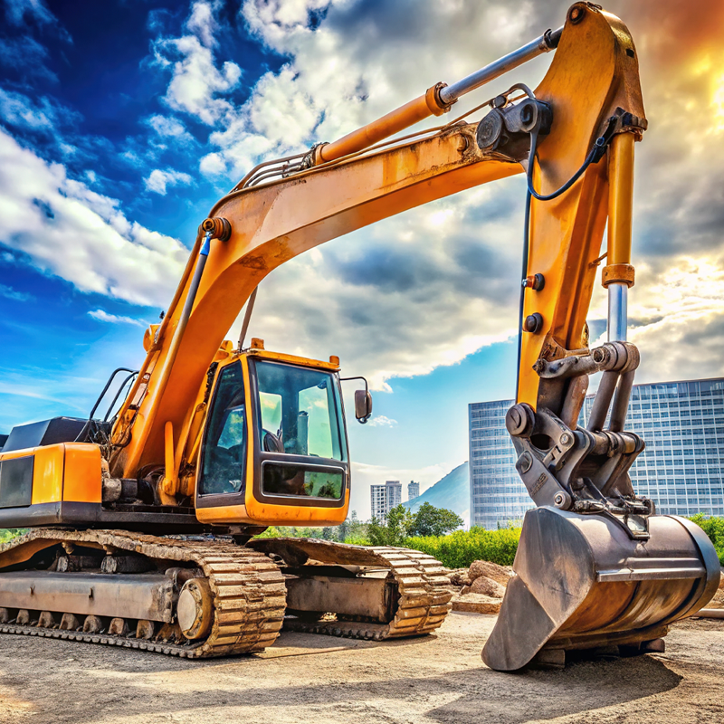 Bagger mit blauem Himmel
